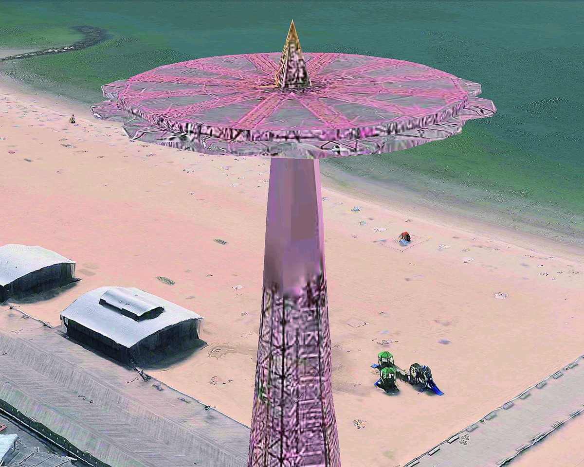 Rosarote Freizeit: So surreal sieht Apple Maps einen Vergnügungspark bei New York.