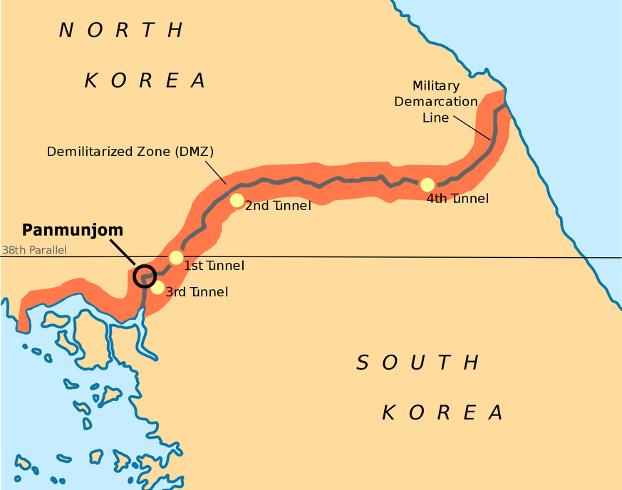 Karte: Demilitarisierte Zone (DMZ) in Korea.