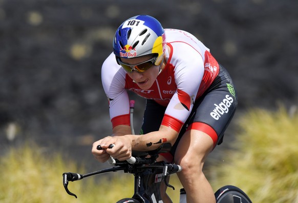 Daniela Ryf, of Switzerland, rides during the cycling portion of the Ironman World Championship Triathlon, Saturday, Oct. 8, 2016, in Kailua-Kona, Hawaii. Ryf was the women&#039;s winner. (AP Photo/Ma ...