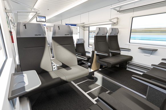HANDOUT - Visualsierung des neuen S-Bahn Triebzuges vom Typ &quot;Flirt&quot; von Stadler Rail, zur Verfuegung gestellt am Dienstag, 5. Oktober 2021. Der Thurgauer Zughersteller Stadler Rail hat sich  ...