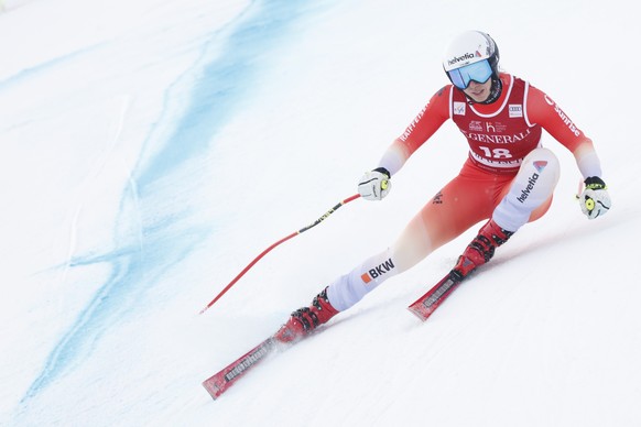epa12606746 Malorie Blanc of Switzerland in action during the Women's Super G race at the FIS Alpine Skiing World Cup in Val d'Isere, France, 21 December 2025. EPA/Guillaume Horcajuelo
