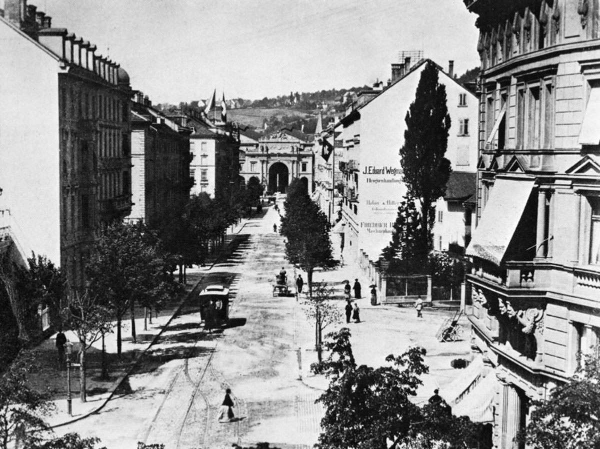 Die Zürcher Bahnhofstrasse 1885. Weit und breit kein H&amp;M.