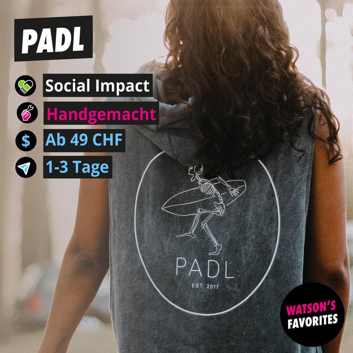 Der «Rocker Hoodie Unisex» von Padl.