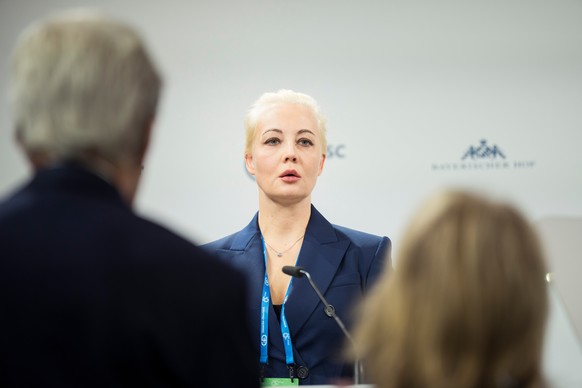 epa11158458 A handout photo provided by the Munich Security Conference shows Yulia Navalnaya, wife of the late Russian opposition leader Alexei Navalny, attending the 60th Munich Security Conference...