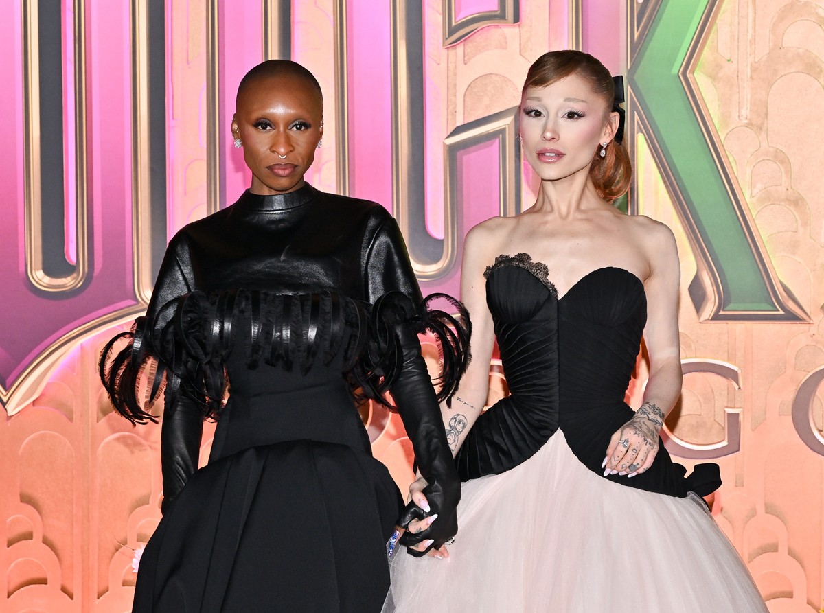 Cynthia Erivo, left, and Ariana Grande attend the premiere of "Wicked: For Good" at Lincoln Center on Monday, Nov. 17, 2025, in New York. (Photo by Evan Agostini/Invision/AP)
Cynthia Erivo,A ...
