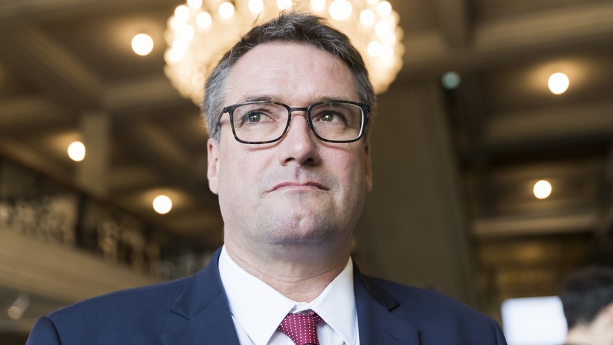 Christian Levrat, candidat PS lors de la journee des resultats des elections federales ce dimanche, 20 octobre 2019 a Fribourg. (KEYSTONE/Cyril Zingaro)