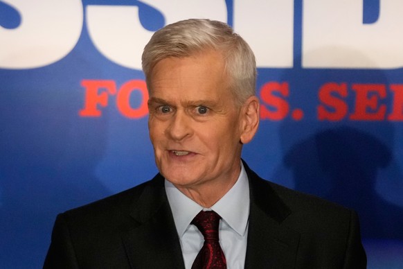 Sen. Bill Cassidy, R-La., speaks to supporters during an election night watch party Saturday, May 16, 2026, in Baton Rouge, La. (AP Photo/Gerald Herbert)
Bill Cassidy