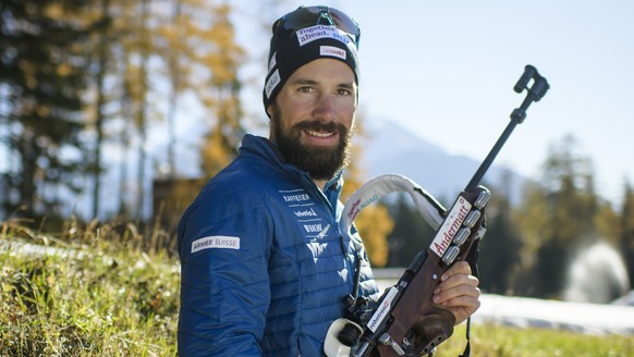 Der Schweizer Biathlet Benjamin Weger, aufgenommen im Rahmen eines Trainings des Swiss-Ski Biathlon-Team, am Freitag, 3. November 2017, in Lenzerheide. (KEYSTONE/Gian Ehrenzeller)