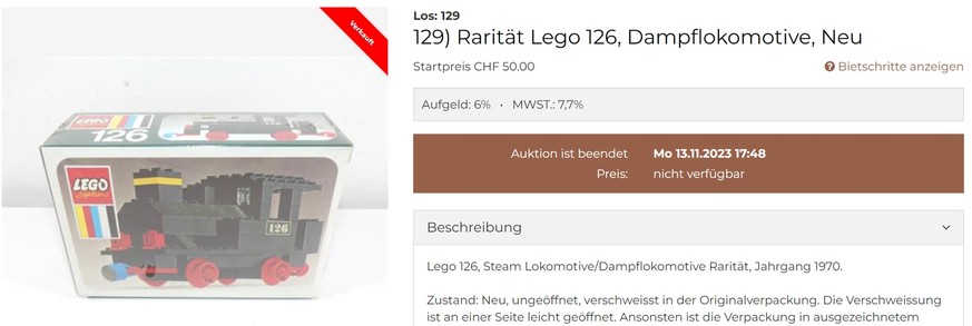 Sold for 1,370 francs - the 1970 locomotive.