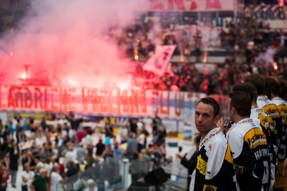 Ambri-Piottas Daniel Manzato waehrend der offiziellen Praesentation des Teams des HC Ambri-Piotta fuer die Saison 2019/2020, am Sonntag, 28. Juli 2019, im Eisstadion Valascia in Ambri. (KEYSTONE/Ti-Pr ...