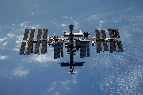 FILE - This undated handout photo released by Roscosmos State Space Corporation shows the International Space Station (ISS). The Russian space corporation Roscosmos said Tuesday, Feb 21, 2023 that Rus ...
