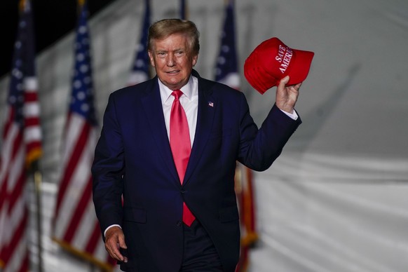 Former President Donald Trump arrives at a rally Friday, Aug. 5, 2022, in Waukesha, Wis. (AP Photo/Morry Gash)