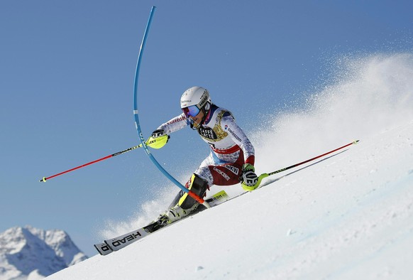 Wendy Holdener (SUI) am Samstag, 18. Februar 2017, wÃ¤hrend ihres Laufs im 1. Durchgang im Slalom der Damen in St. Moritz. Die 44. alpinen Ski-Weltmeisterschaften finden vom 06.-19. Februar 2017 in St ...