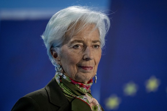 The President of European Central Bank Christine Lagarde attends a press conference following the meeting of the bank's governing council in Frankfurt, Germany, Thursday, Feb. 2, 2023. (AP Photo/Micha ...