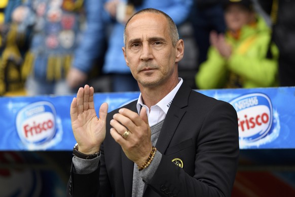 epa06741728 (FILE) Bern&#039;s headcoach Adi Huetter during the Super League match between BSC Young Boys Bern and FC Lugano at the Stade de Suisse in Bern, Switzerland, 13 May 2018. (reissued 16 May  ...