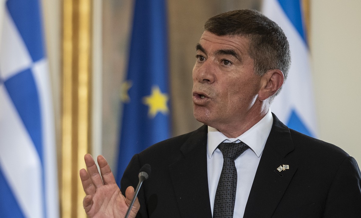 FILE - In this Oct. 27, 2020 file photo, Israel's Foreign Minister Gabi Ashkenazi speaks during a join news conference with his Greek counterpart Nikos Dendias,and Cypriot Foreign Minister Nikos  ...