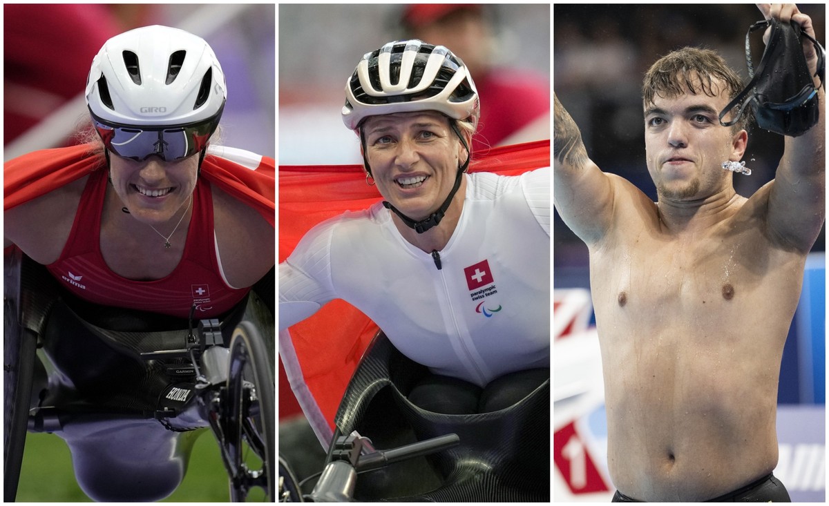Dreimal Gold für die Schweiz innert einer Stunde: Catherine Debrunner, Manuela Schär und Leo McCrea (v. l.) triumphieren an den Paralympics.