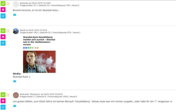 Skandal-Autor Houellebecq meldet sich zurück – diesmal sah er die «Gelbwesten» voraus
Danke euch für den Hinweis, in unserem Titel war gerade noch zu lesen &quot;Skandal-Auto&quot; ... haha.