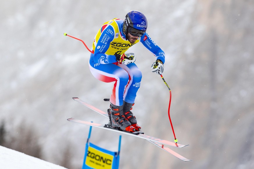 epa11787118 Cyprien Sarrazin of France in action during the Men&#039;s SuperG race at the FIS Alpine Skiing World Cup in Val Gardena, Italy, 20 December 2024. EPA/ANDREA SOLERO