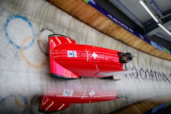 epa12742536 Melanie Hasler of Switzerland competes during heat 2 of the Women's Monobob of the Bobsleigh competitions at the Milano Cortina 2026 Winter Olympic Games, in Cortina d'Ampezzo, I ...