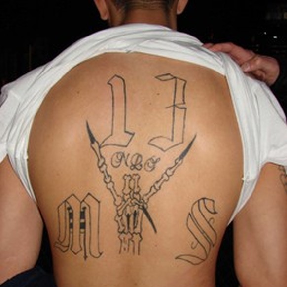 Tattoo eines Mitglieds der Gang «Mara Salvatrucha» / «MS-13».