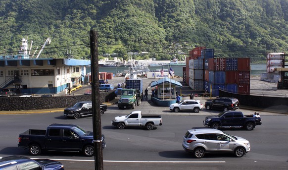 Traffic leaves the Port of Pago Pago after closing because a tsunami warning was issued for American Samoa on Thursday, March 4, 2021. The Pacific Tsunami Warning Center cancelled a tsunami watch for  ...