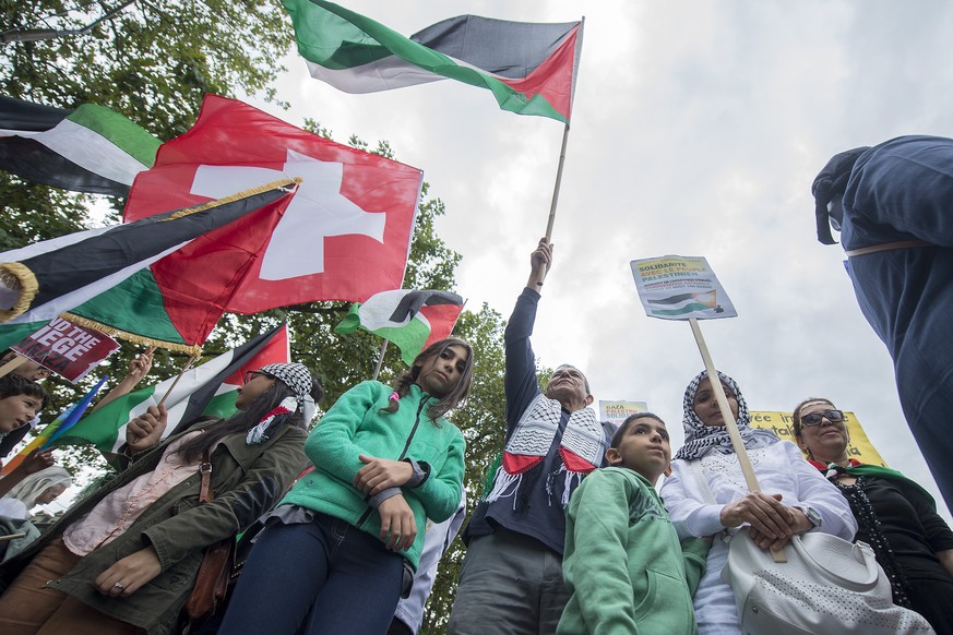 Palästina-Flaggen prägten das Bild der Demonstranten.