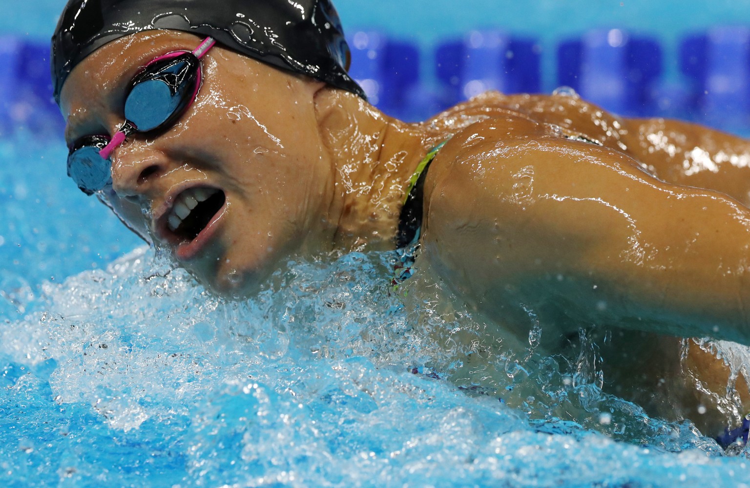 Switzerland&#039;s Martina van Berkel competes in a heat of the women&#039;s 200-meter butterfly during the swimming competitions at the 2016 Summer Olympics, Tuesday, Aug. 9, 2016, in Rio de Janeiro, ...