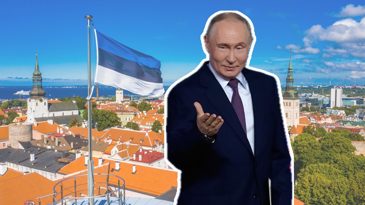 An aerial view of the Estonian flag waving on the Tall Hermann Tower ,Tallinn, Estonia
Poutine