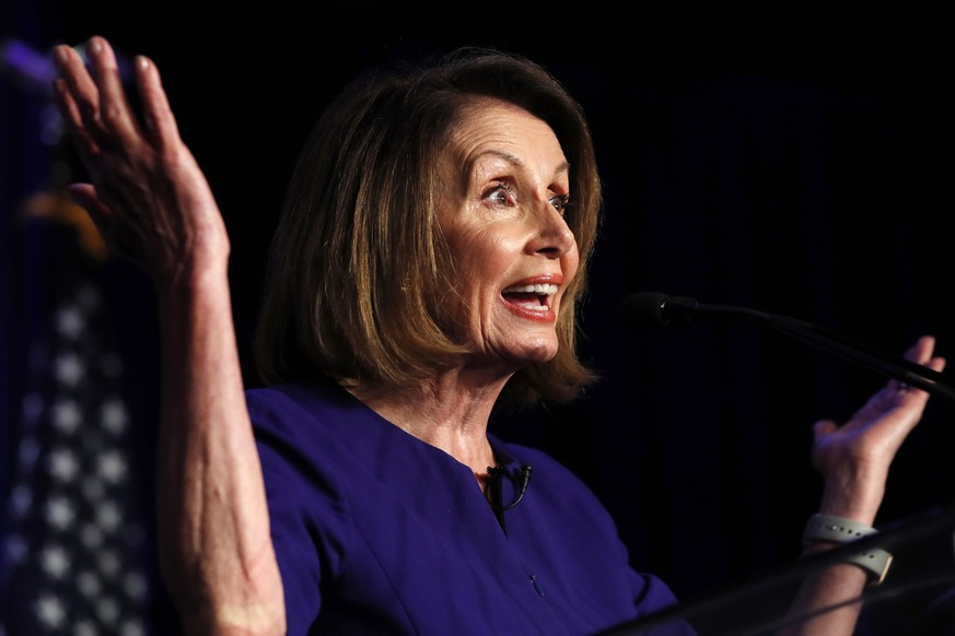 House Democratic Leader Nancy Pelosi of Calif., speaks to a crowd of volunteers and supporters of the Democratic party at an election night returns event at the Hyatt Regency Hotel, on Tuesday, Nov. 6 ...