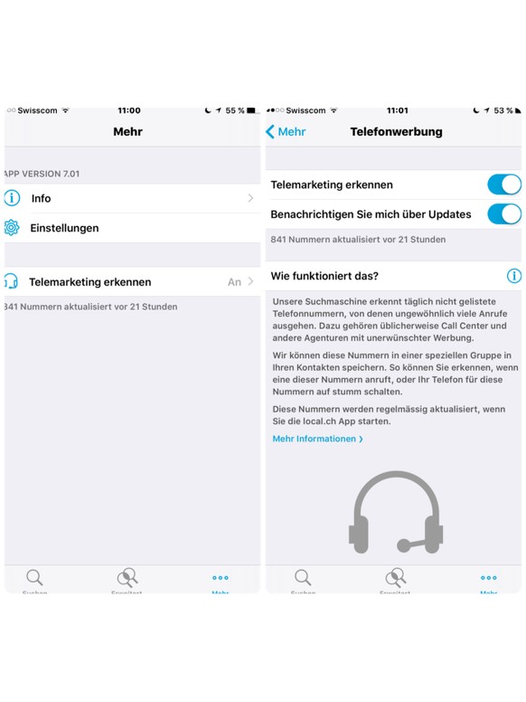 Jetzt geht es den Werbeanrufern endlich an den Kragen – die drei grossen Telekom-Anbieter rüsten auf
Bis dann funktioniert die Local.ch App Filterung wunderbar. Grad gestern wurden wieder von selbst ü ...