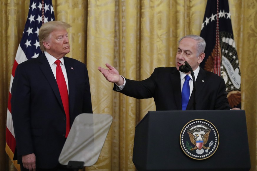 Trump und Netanjahu an der Pressekonferenz am Dienstag.