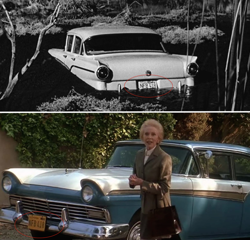 The car that Janet Leigh drives in Psycho (1960) is the same exact car she drives in Halloween H20 (1998)
film hollywood retro auto ford https://www.reddit.com/r/MovieDetails/comments/8pl1sn/the_car_t ...