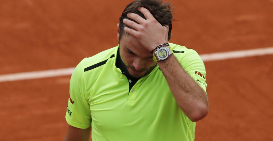 Tennis - French Open Mens Singles Semifinal match - Roland Garros - Stan Wawrinka of Switzerland vs Andy Murray of Britain - Paris, France - 03/06/16. Stan Wawrinka reacts. REUTERS/Benoit Tessier