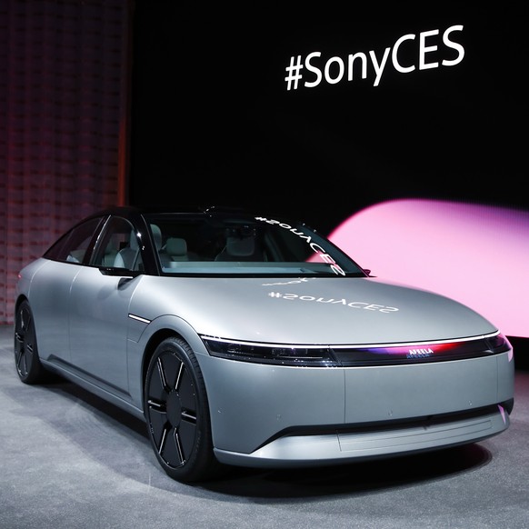 epa10389756 Sony unveils its new &#039;AFEELA&#039; brand electric vehicle prototype in partnership with Honda during a Sony press conference at the 2023 International Consumer Electronics Show in Las ...