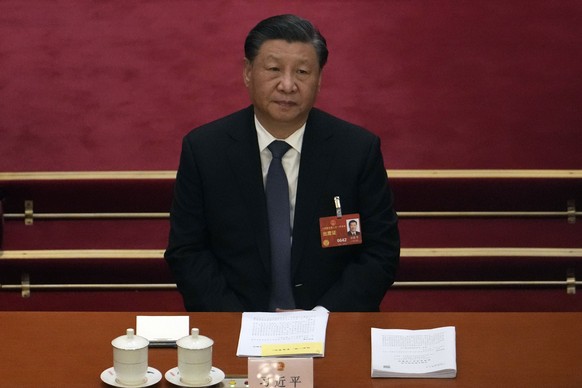 Chinese President Xi Jinping attends a session of China&#039;s National People&#039;s Congress (NPC) at the Great Hall of the People in Beijing, Tuesday, March 7, 2023. (AP Photo/Ng Han Guan)
Xi Jinpn ...