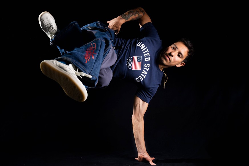 Syndication: USA TODAY Olympic breaker Victor Montalvo, known professionally as B-Boy Victor, poses for a portrait during the Team USA Media Summit in New York City on April 16, 2024. McLean , EDITORI ...