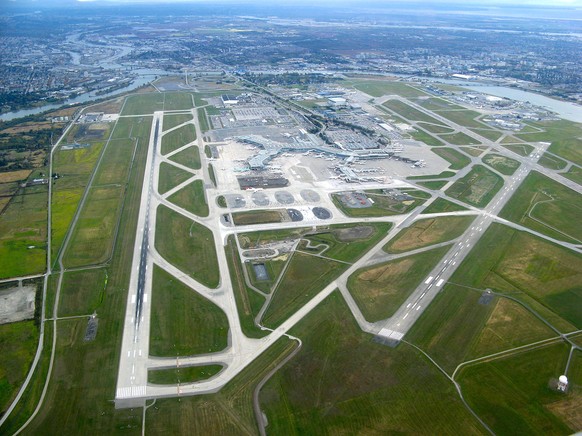 Verlauf der Landebahnen am Flughafen in Vancouver. 