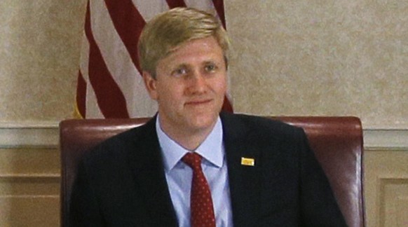 FILE - In this Aug. 1, 2017 file photo, Vice President Mike Pence, left, attends a meeting with Georgia opposition leaders in Tbilisi, Georgia. Chief of Staff to the Vice President, Nick Ayers, is rig ...