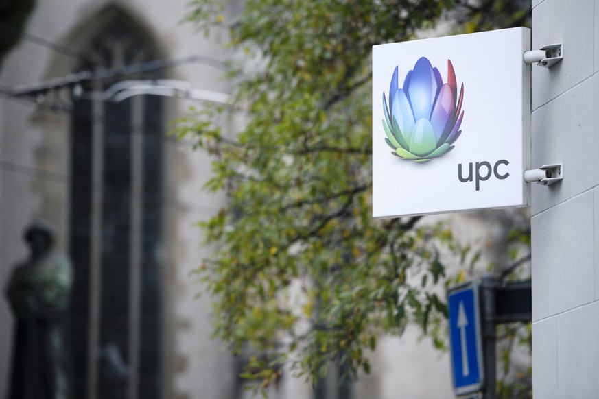 ARCHIVBILD ZUR UEBERNAHME VON UPC SCHWEIZ DURCH SUNRISE, AM MITTWOCH, 27. FEBRUAR 2019 ---- Das neue Logo des Kabelnetzbetreibers UPC Schweiz, am Freitag, 7. Oktober 2016, in Zuerich. (KEYSTONE/Manuel ...