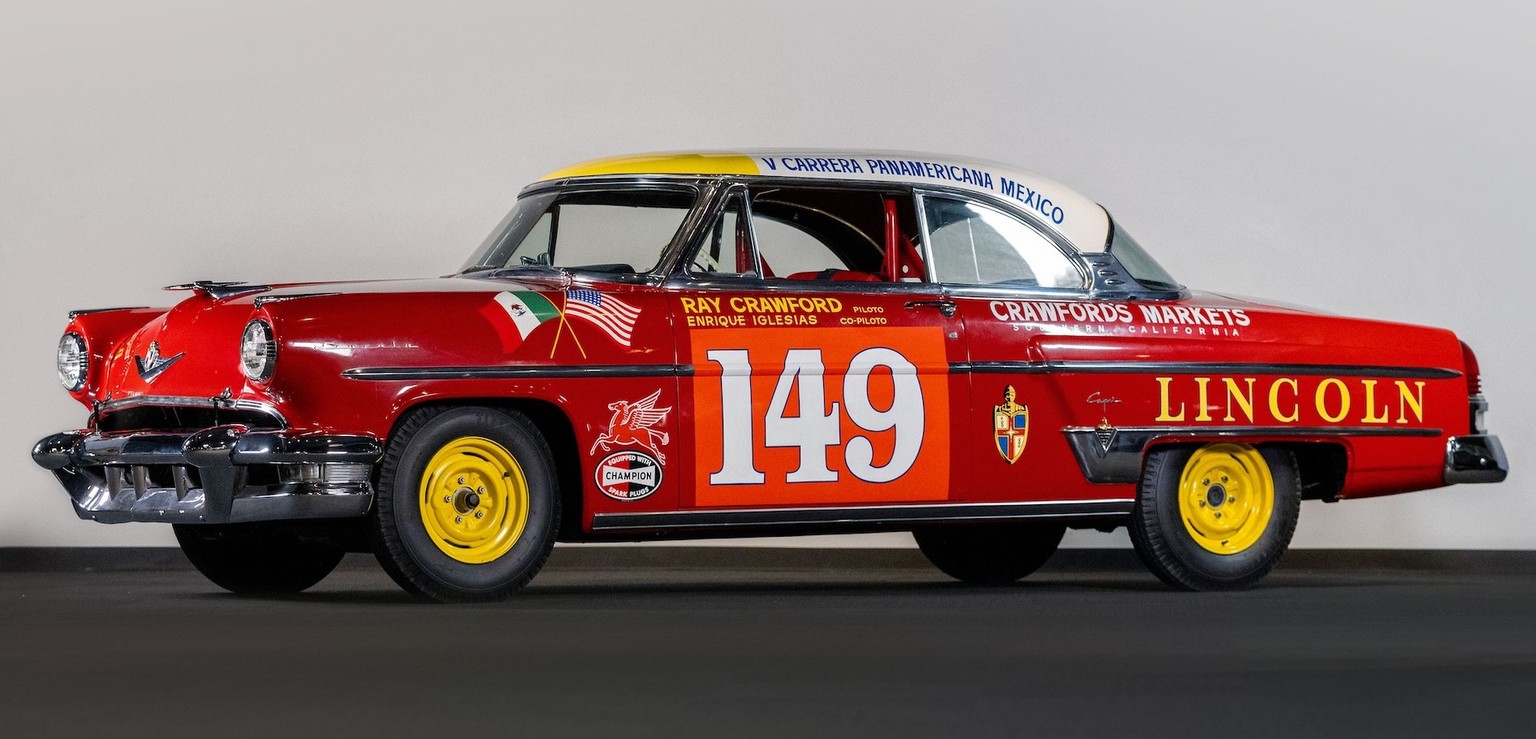 1954 Ex-Carrera Panamericana Lincoln Capri Coupe

317.5ciPushrod Overhead Valve V-8
Single 4-Barrel Carburetor
205bhp at 4,200rpm
Hydra-Matic Automatic Transmission
Coil Spring Independent Front Suspe ...