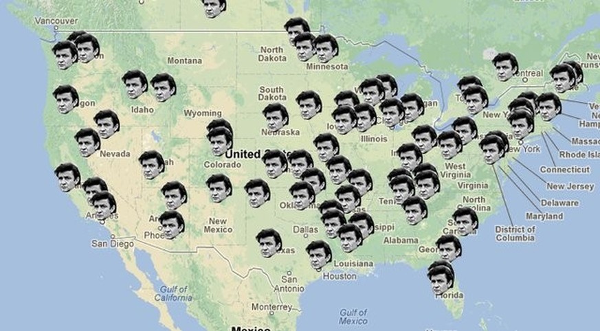 Terrible Maps: All the places Johnny Cash claims to have been in the song "I've been everywhere." https://twitter.com/TerribleMaps/status/1584645937745780738/photo/1