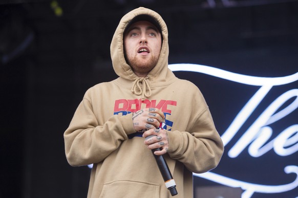 FILE - In this Oct. 2, 2016 file photo, Mac Miller performs at the 2016 The Meadows Music and Arts Festivals at Citi Field in Flushing, New York. The life of the late rapper Miller will be remembered  ...