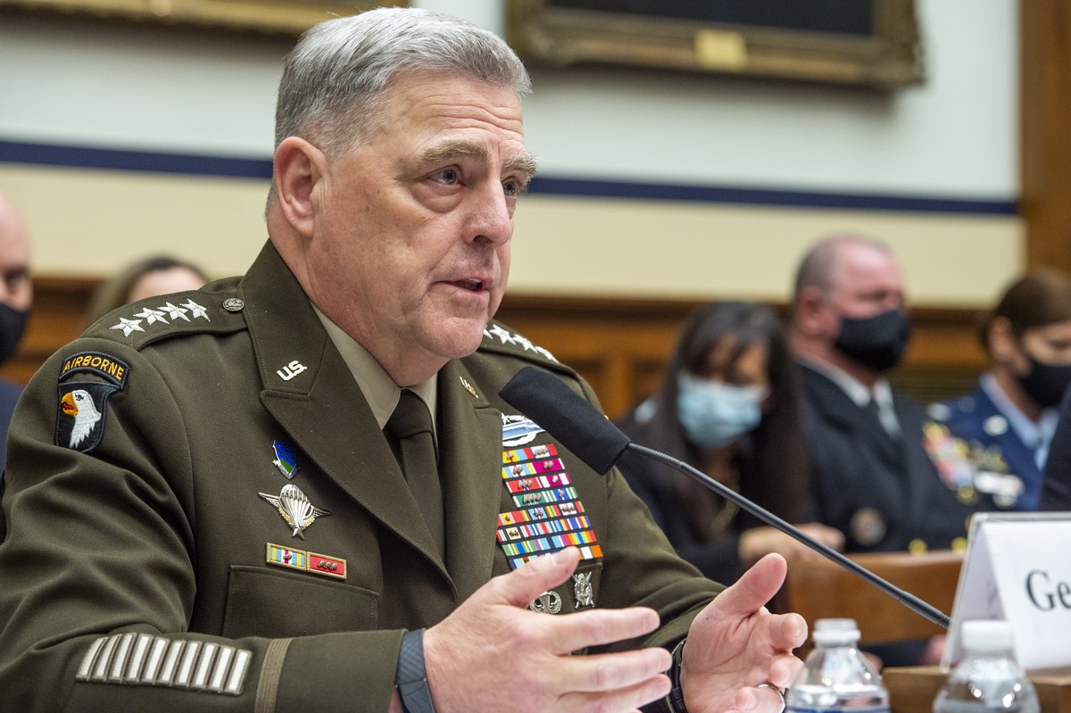 epa09495624 United States Army General Mark A. Milley, Chairman of the Joint Chiefs of Staff responds to questions during a House Armed Services Committee hearing on 'Ending the U.S. Military Mis ...