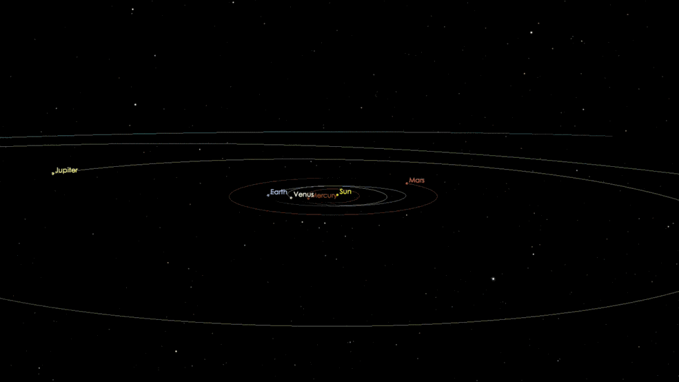 Animierte Flugbahn von Oumuamua.&nbsp;