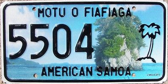 Auto Nummernschild Amerikanisch Samoa