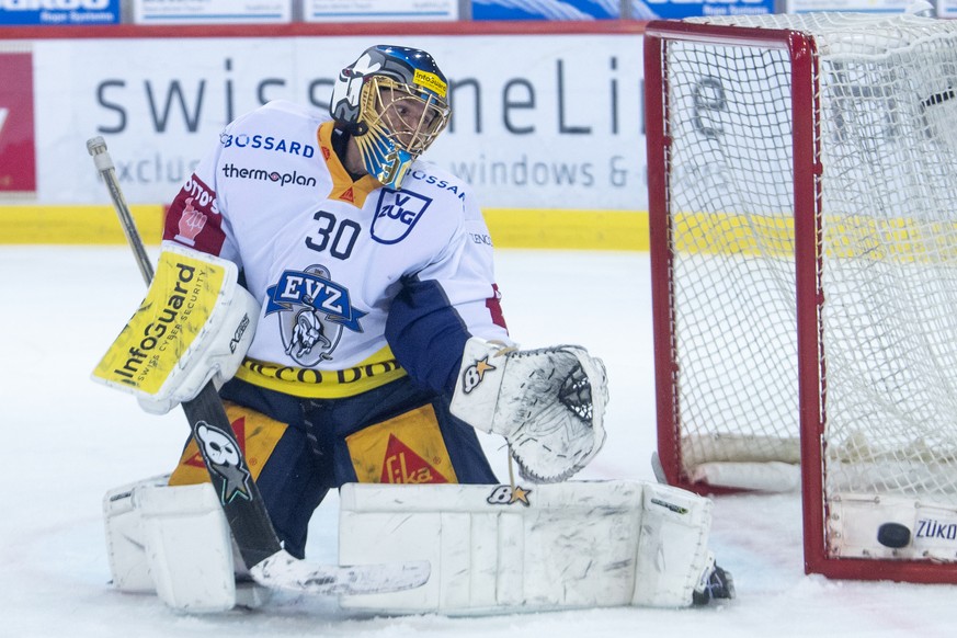 Zugs Golaie, Leonardo Genoni, waehrend dem Meisterschaftsspiel der National League, zwischen den SCL Tigers und dem EV Zug, am Freitag 20. September 2019 im Ilfisstadion in Langnau. (KEYSTONE /Marcel  ...