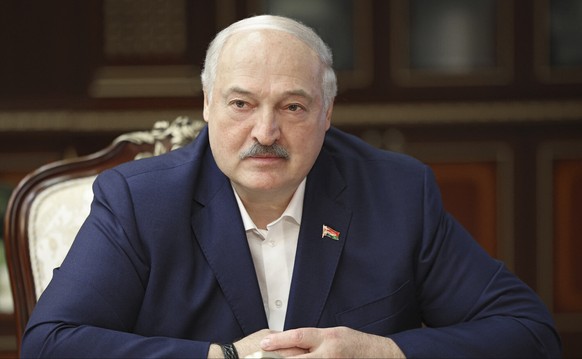 epa12189410 A handout picture made available by the Belarusian President&#039;s press service shows Belarusian President Alexander Lukashenko during his meeting with US Special Presidential Envoy for  ...