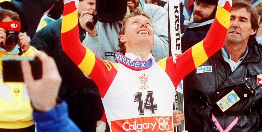 Pirmin Zurbriggen krönt seine Karriere mit dem Abfahrts-Olympiasieg in Calgary