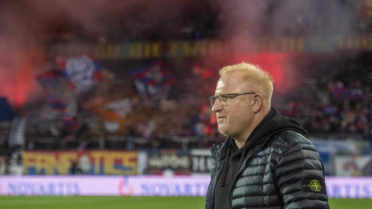 Der Trainer des FC Basel, Heiko Vogel beim Super League Meisterschaftsspiel zwischen dem FC Basel und dem Servette FC vom Samstag, 21. Oktober 2023 in Basel. (KEYSTONE/Urs Flueeler)